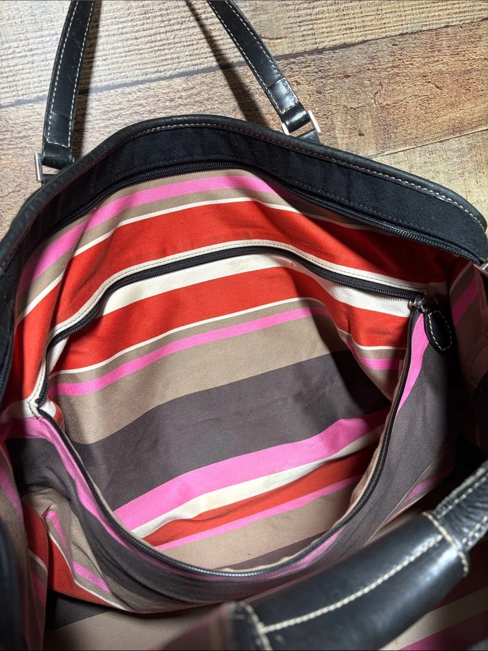 kate spade Black Canvas Duffel with Leather Handles shoulder strap